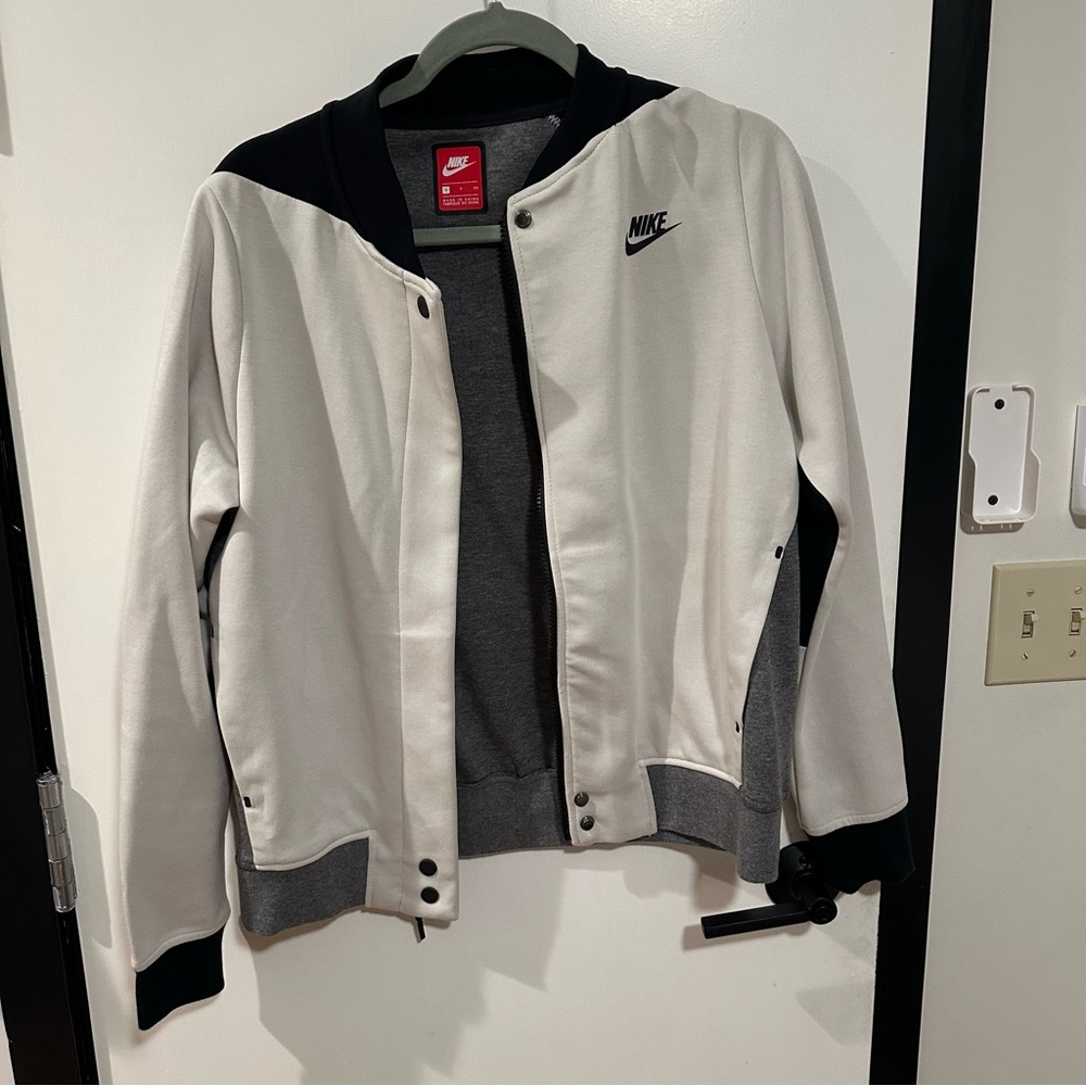 Nike Women's Black and White Bomber Jacket